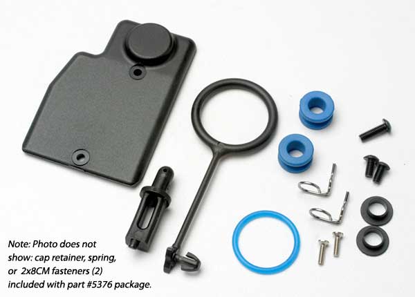 Rebuild kit fuel tank (includes: mounting post grommets (2) tank guard mounting clips (2) cap o-ring cap o-ring retainer cap pull ring spring hardware)
