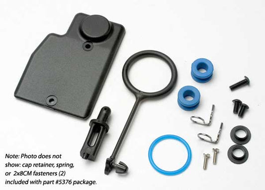 Rebuild kit fuel tank (includes: mounting post grommets (2) tank guard mounting clips (2) cap o-ring cap o-ring retainer cap pull ring spring hardware)