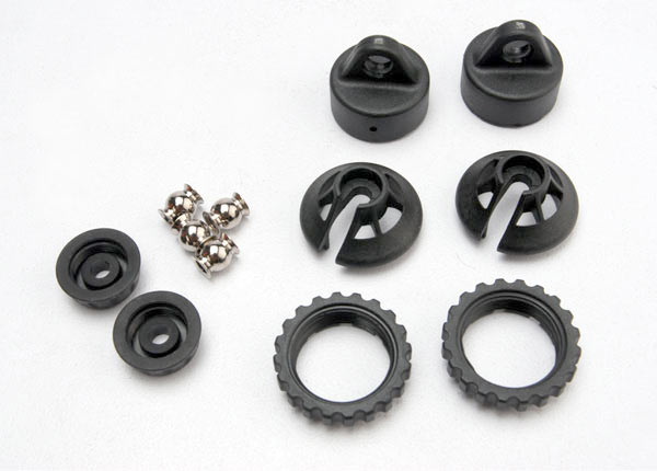 Caps and spring retainers GTR shock (upper cap (2)/ hollow balls (2)/ bottom cap (2)/ upper retainer (2)/ lower retainer (2))