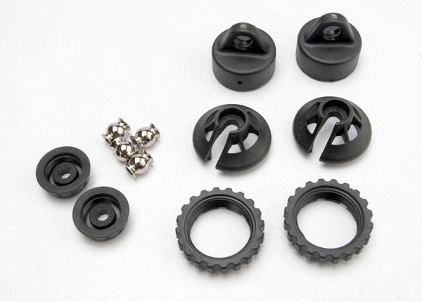 Caps and spring retainers GTR shock (upper cap (2)/ hollow balls (2)/ bottom cap (2)/ upper retainer (2)/ lower retainer (2))
