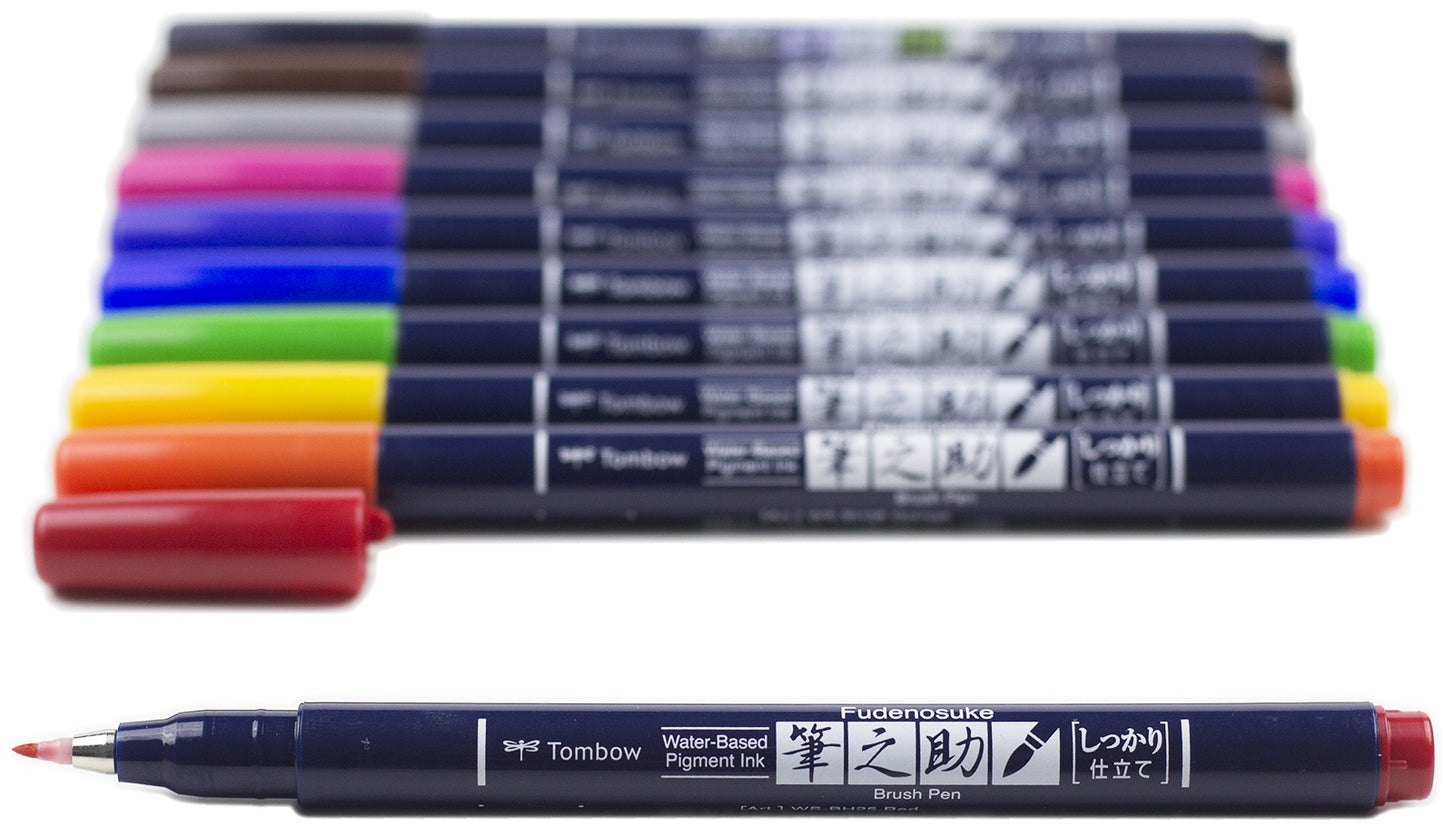 Tombow Fudenosuke Color Brush Pens 10/Pkg-
