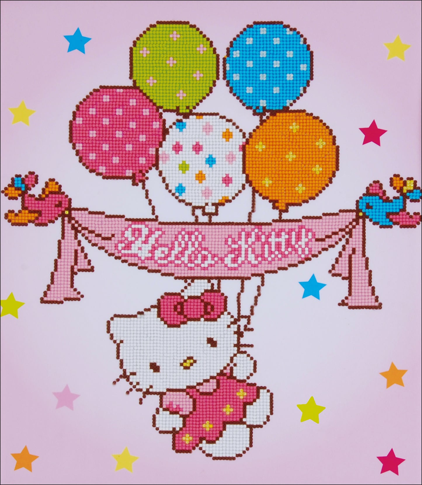 Vervaco Diamond Art Kit 14.75"X17.5"-Hello Kitty W/Balloons