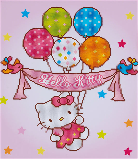 Vervaco Diamond Art Kit 14.75"X17.5"-Hello Kitty W/Balloons