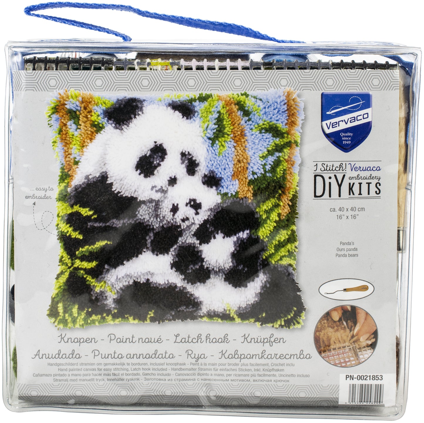 Vervaco Cushion Latch Hook Kit 16"X16"-Panda Bears