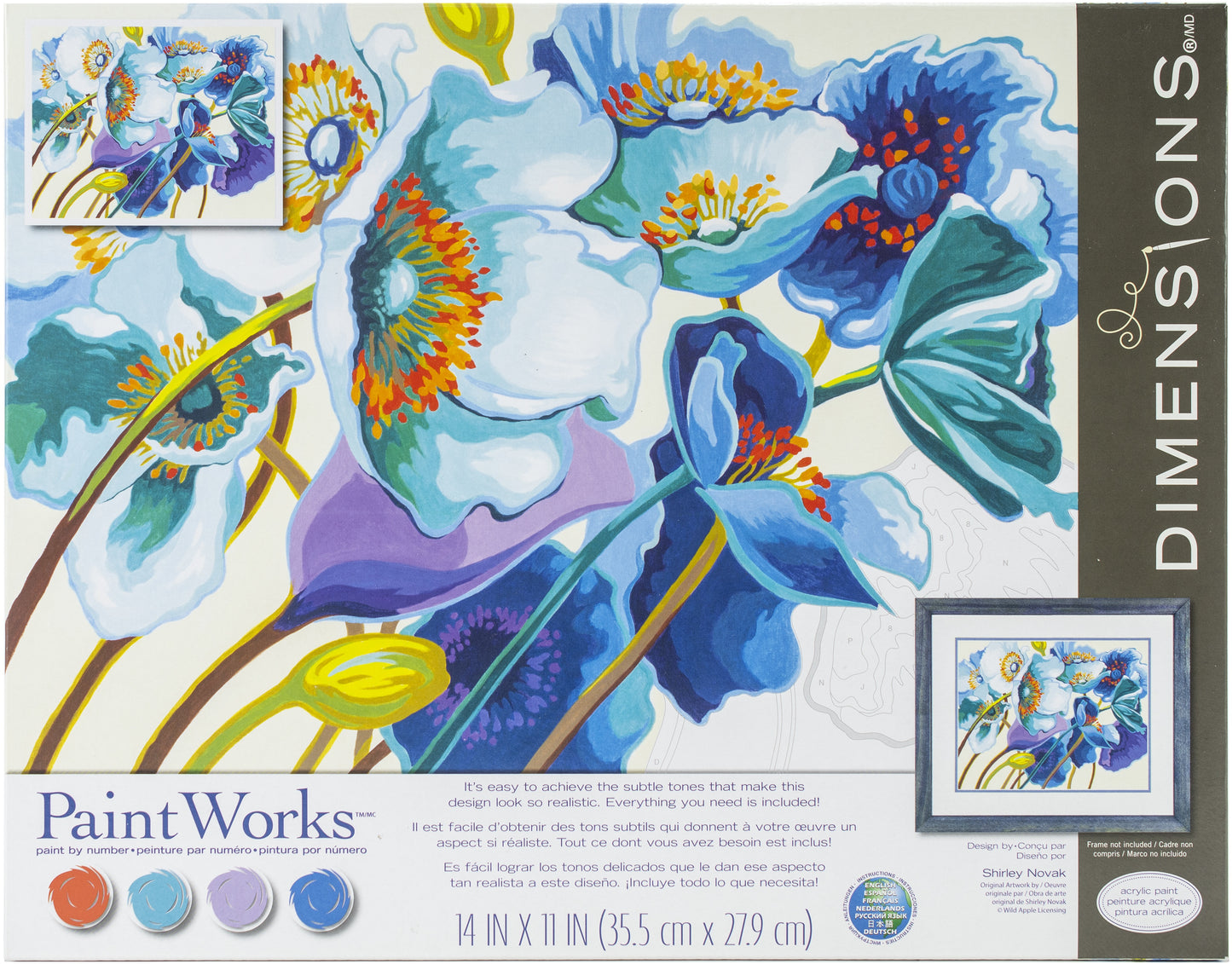 Paint Works Paint By Number Kit 14"X11"-Blue Poppies
