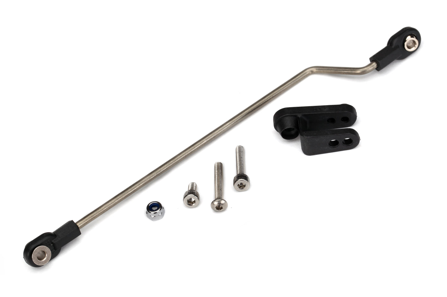 Rudder pushrod assembled/ servo horn/ 3x18mm BCS (stainless) (1)/ 3x15mm CS (stainless) (1)/ 3x6mm CS (stainless) (1)/ NL 3.0 (1)
