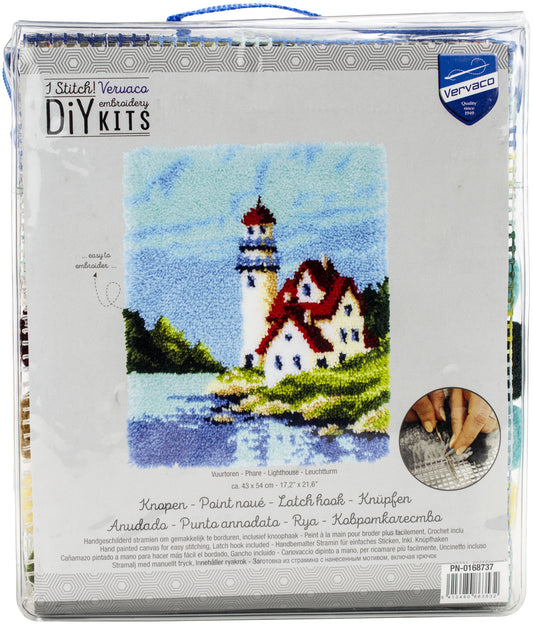 Vervaco Latch Hook Rug Kit 17.2"X21.6"-Lighthouse