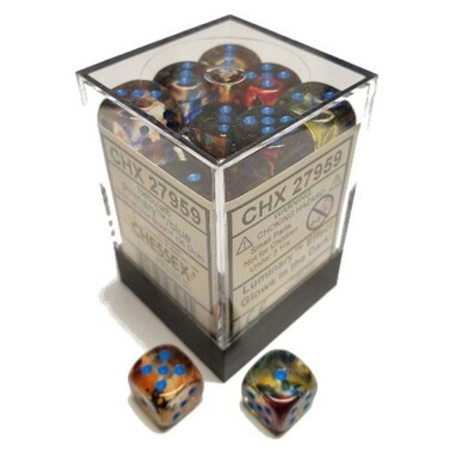 Nebula 12mm d6 Primary/blue Luminary  Dice Block  (36 dice)