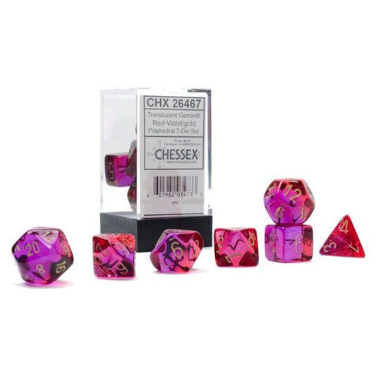 Gemini  Polyhedral Translucent Red-Violet/gold 7-Die Set