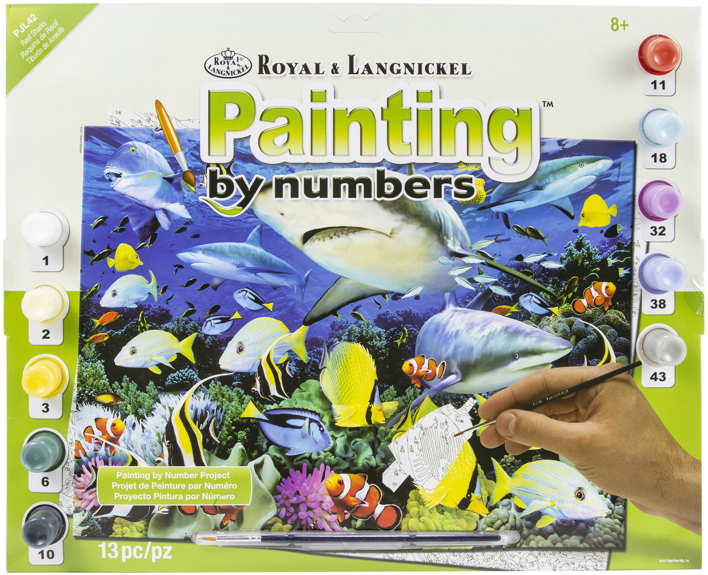 Junior Large Paint By Number Kit 15.25"X11.25"-Reef Sharks