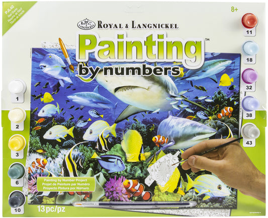 Junior Large Paint By Number Kit 15.25"X11.25"-Reef Sharks