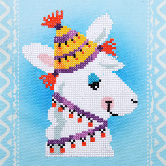 Vervaco Diamond Art Beginner Kit W/ Frame 8.5"X8.5"-Llama
