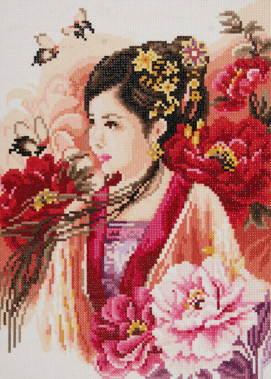 Lanarte Diamond Art Kit 12"X17.25"-Asian Lady In Pink