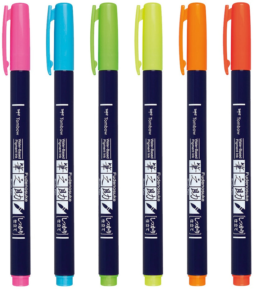 Tombow Fudenosuke Neon Brush Pens 6/Pkg-