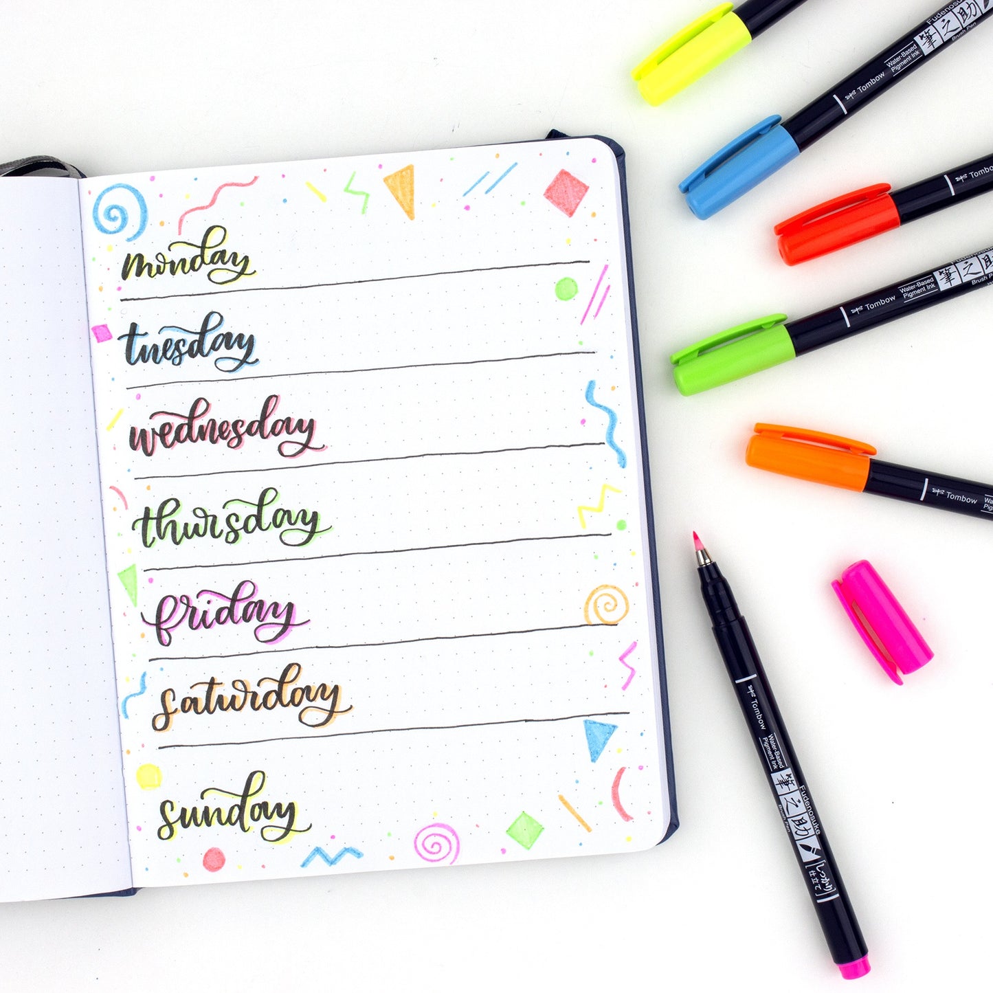 Tombow Fudenosuke Neon Brush Pens 6/Pkg-