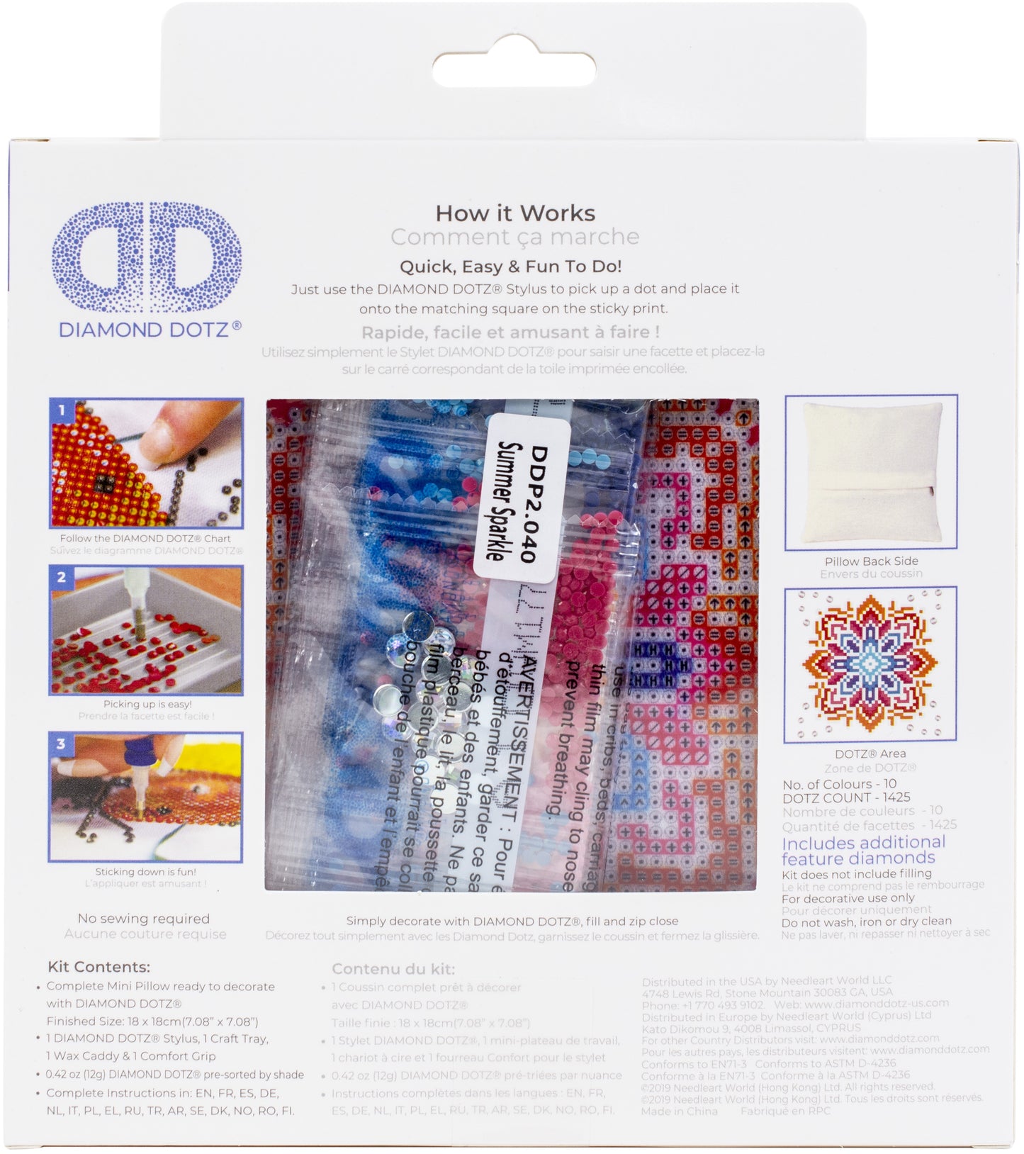 Diamond Dotz Diamond Embroidery Mini Pillows 7"X7"-Summer Sparkle