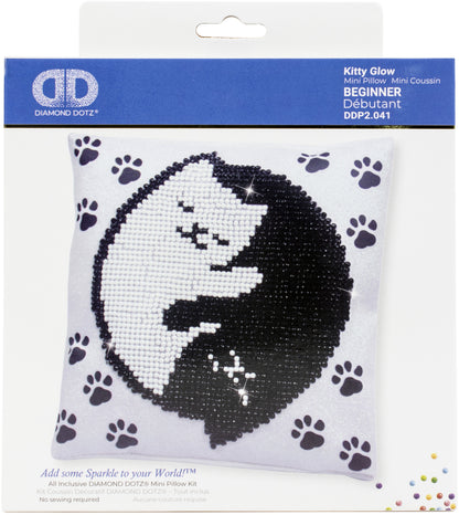 Diamond Dotz Diamond Embroidery Mini Pillows 7"X7"-Kitty Glow