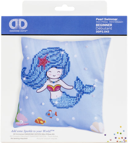 Diamond Dotz Diamond Embroidery Mini Pillows 7"X7"-Pearl Swimmer