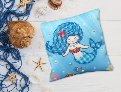 Diamond Dotz Diamond Embroidery Mini Pillows 7"X7"-Pearl Swimmer
