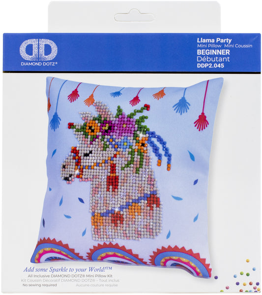 Diamond Dotz Diamond Embroidery Mini Pillows 7"X7"-Llama Party
