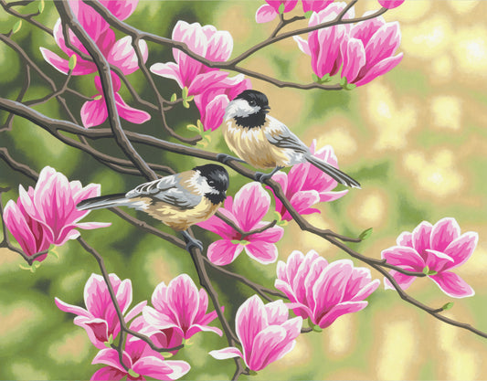 Paint Works Paint By Number Kit 14"X11"-Chickadees & Magnolias