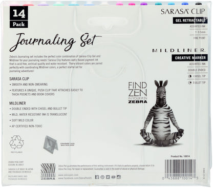 Zebra Mildliner Journaling Set 14/Pkg-Assorted Colors & Styles