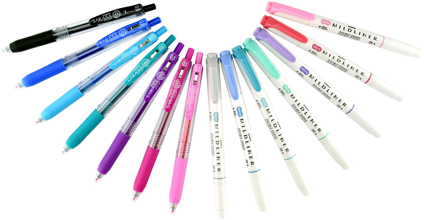 Zebra Mildliner Journaling Set 14/Pkg-Assorted Colors & Styles