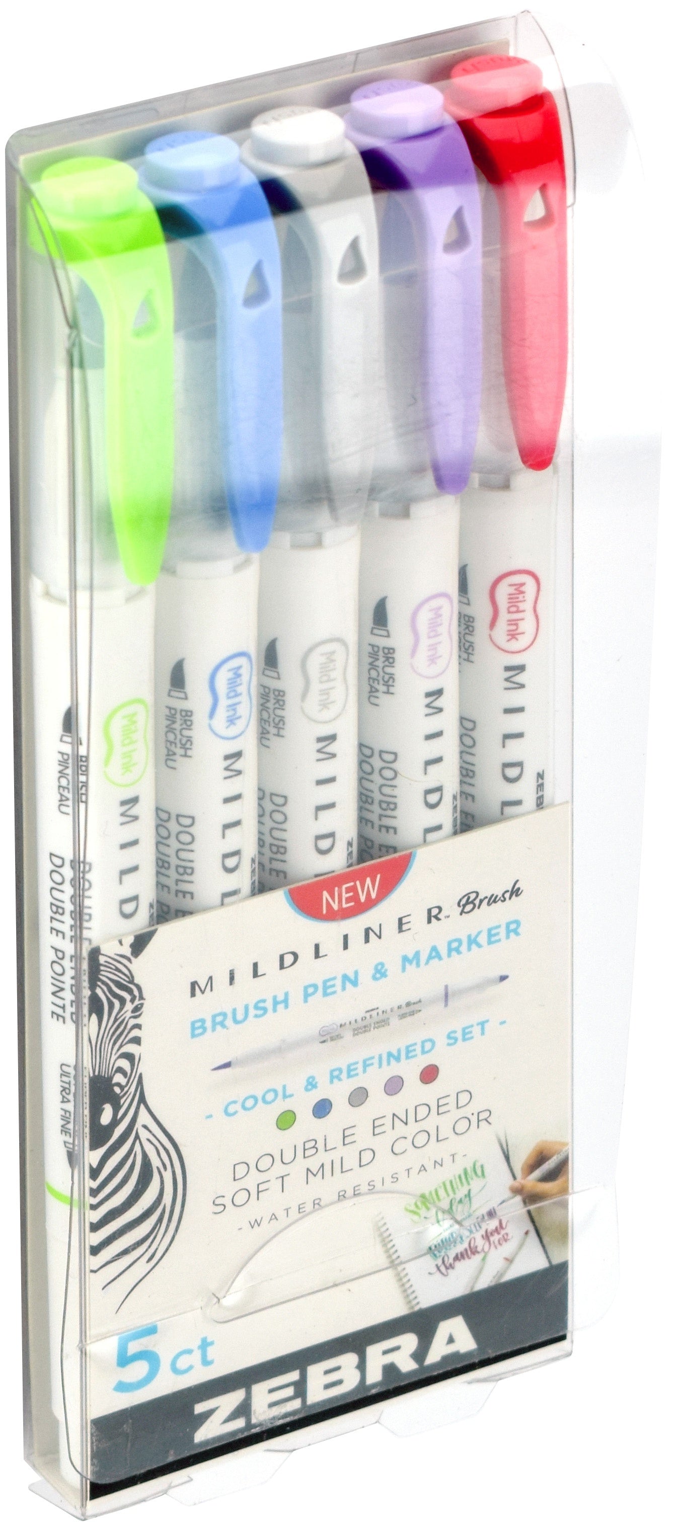 Zebra Mildliner Double Ended Brush Pen & Marker 5/Pkg-Cool & Refined