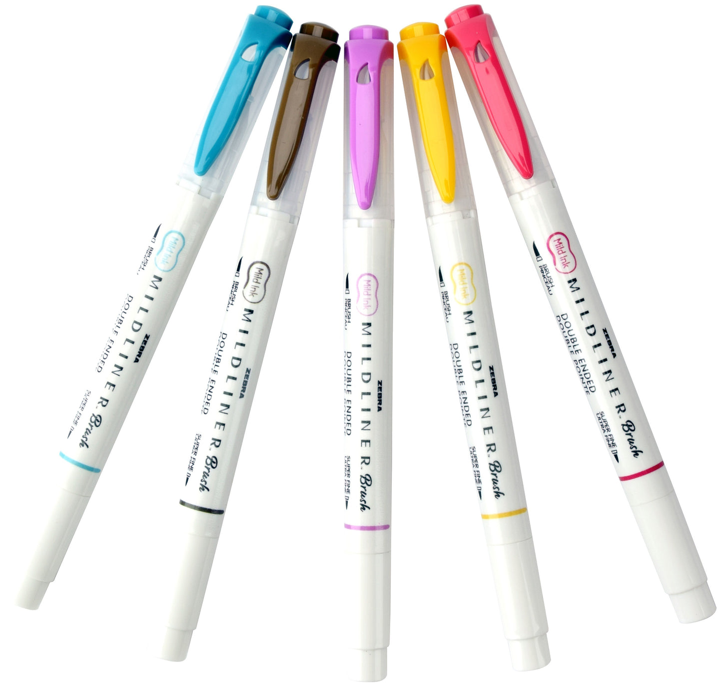 Zebra Mildliner Double Ended Brush Pen & Marker 5/Pkg-Warm