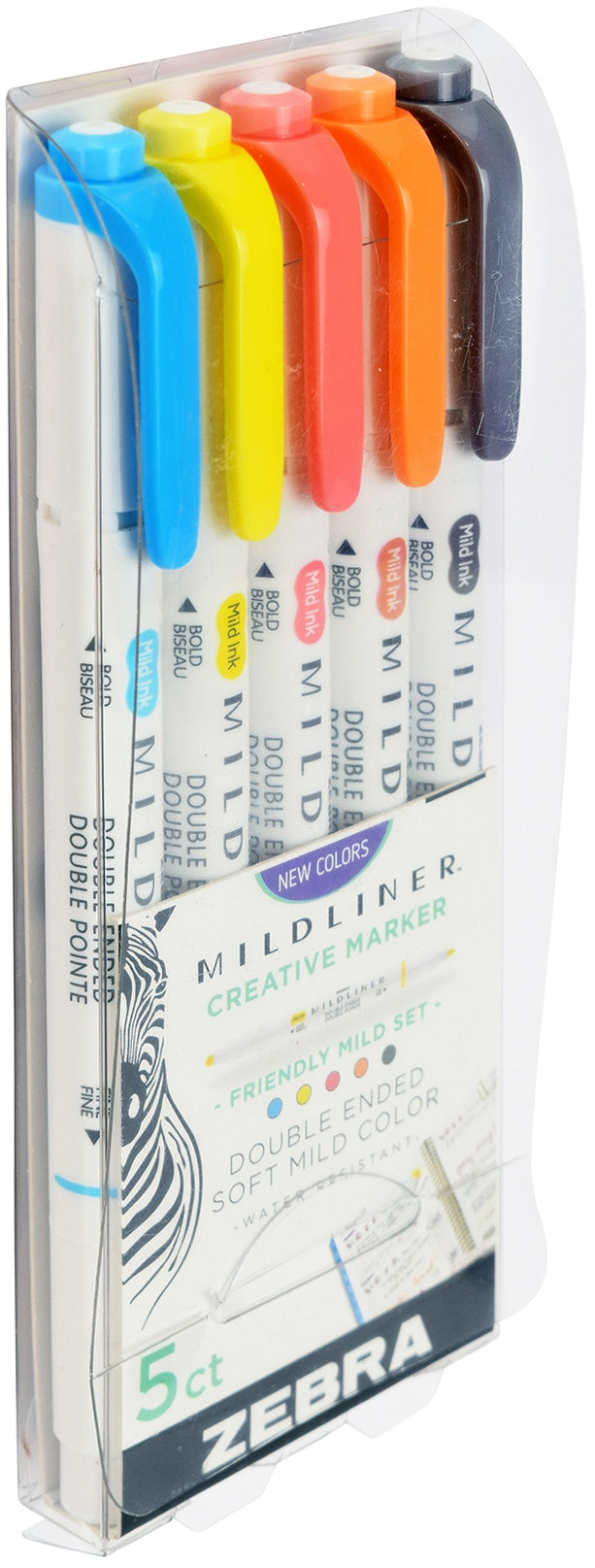 Zebra Mildliner Double Ended Marker Bold & Fine Point 5/Pkg-Friendly Mild