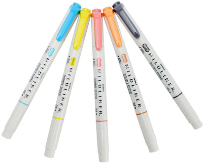 Zebra Mildliner Double Ended Marker Bold & Fine Point 5/Pkg-Friendly Mild