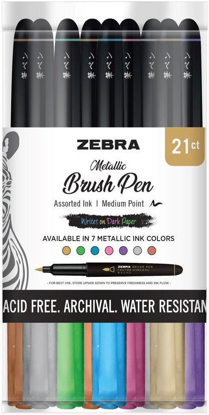 Zebra Metallic Brush Cup 21/Pkg-Assorted Colors