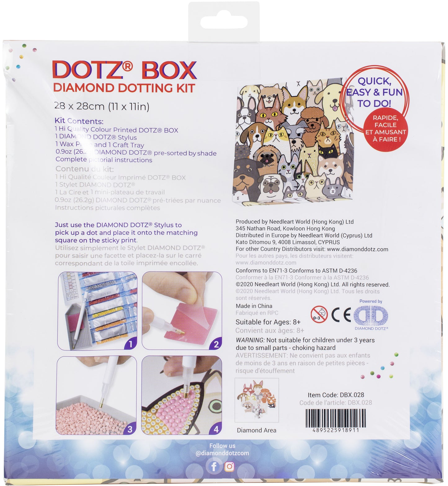 Diamond Dotz Diamond Art Box Kit 11"X11"-Dogs & DOTZ