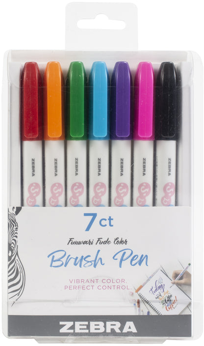 Zebra Funwari Brush Pen Single Ended 7/Pkg-Assorted Colors