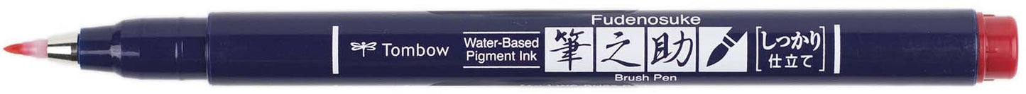 Tombow Fudenosuke Fine Tip Brush Pen -Red