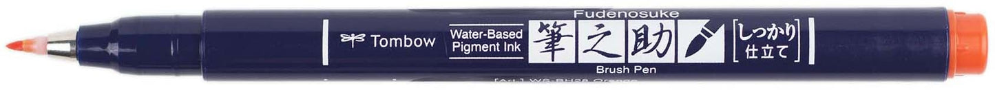 Tombow Fudenosuke Fine Tip Brush Pen -Orange