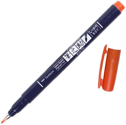Tombow Fudenosuke Fine Tip Brush Pen -Orange