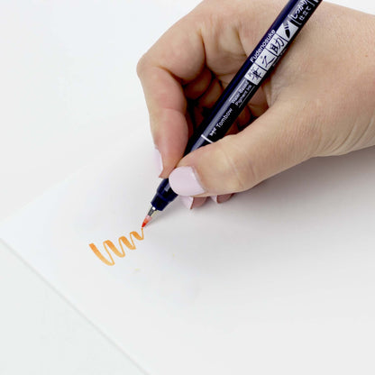 Tombow Fudenosuke Fine Tip Brush Pen -Orange