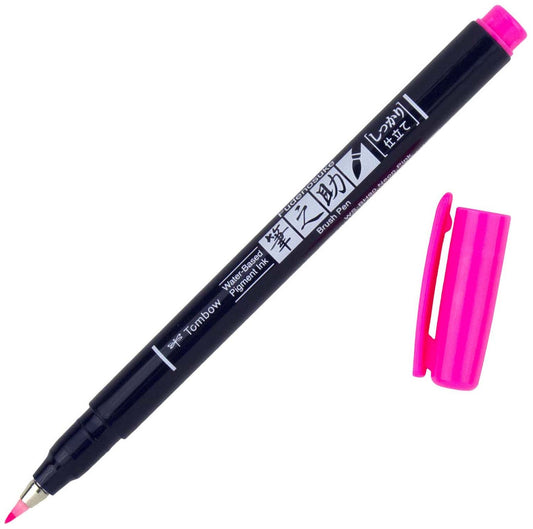 Tombow Fudenosuke Fine Tip Brush Pen -Neon Pink