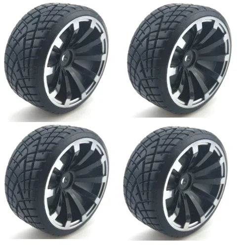 Powerhobby 1/10 Drift Car Mounted Tires / Wheels (4) Silver PY082