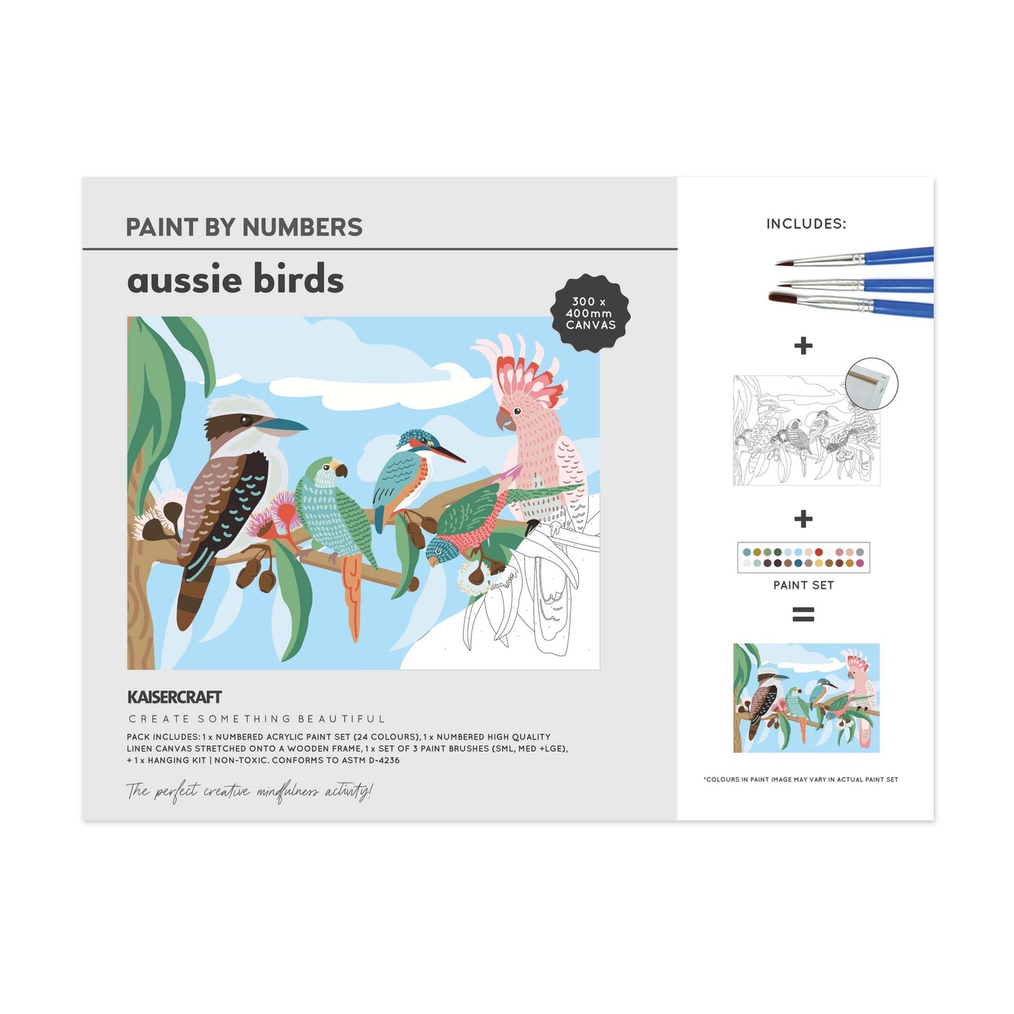 Kaisercraft Paint By Number Canvas Kit 11.75"x15.75"-Aussie Birds