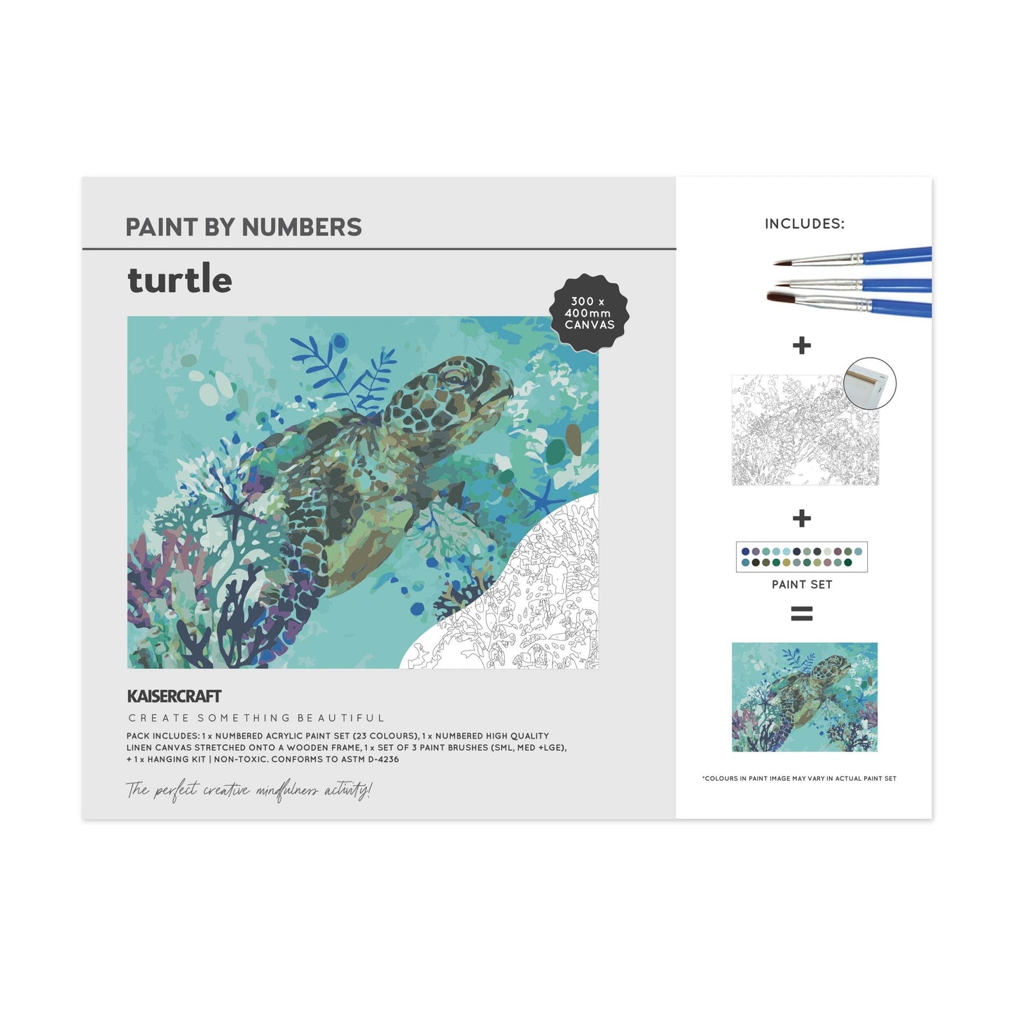 Kaisercraft Paint By Number Canvas Kit 11.75"x15.75"-Turtle