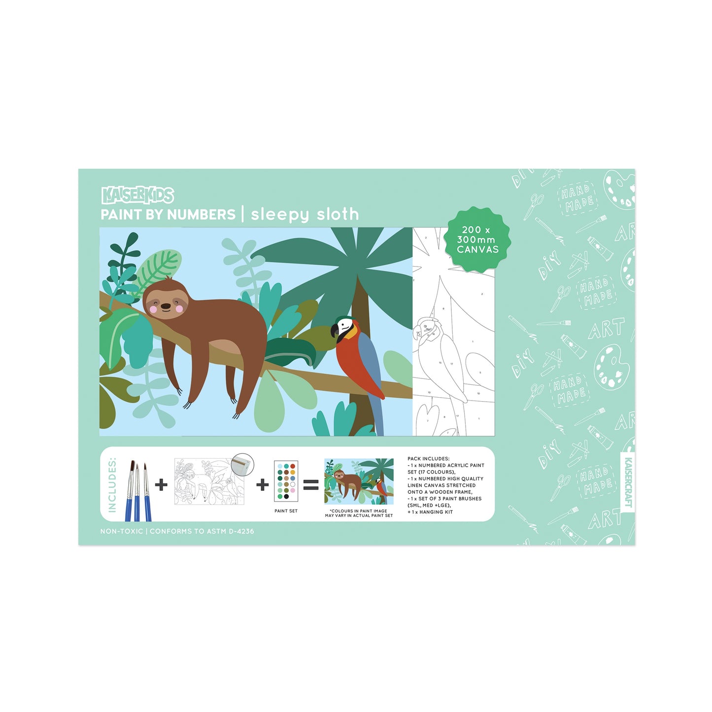 Kaisercraft Kids Paint By Number Canvas Kit 7.75"x11.75"-Sleepy Sloth