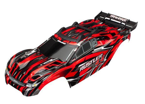 Body Rustler 4X4 red/ window grille lights decal sheet (assembled with front & rear body mounts and rear body support for clipless mounting)