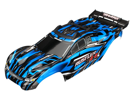 Body Rustler 4X4 blue/ window grille lights decal sheet (assembled with front & rear body mounts and rear body support for clipless mounting)
