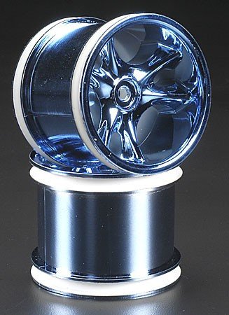 RPM81745 RPM CLAWZ BLUE CHROME REAR WHEELS RUSTLER STAMPEDE