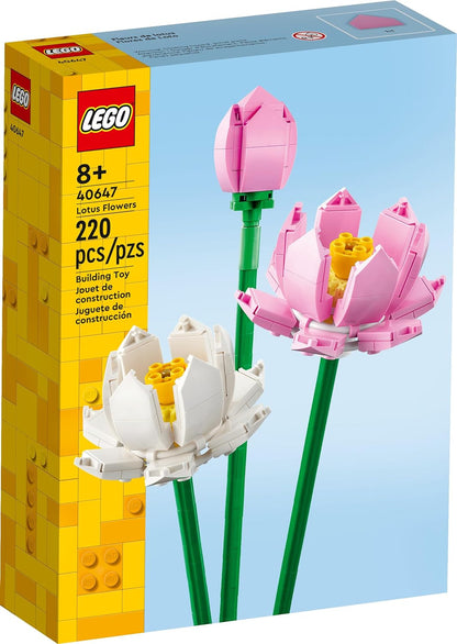 LEGO Lotus Flowers Building Kit, Artificial Flowers for Decoration, Gift Idea, Aesthetic Room Décor for Kids, Building Toy for Girls and Boys Ages 8 and Up, 40647