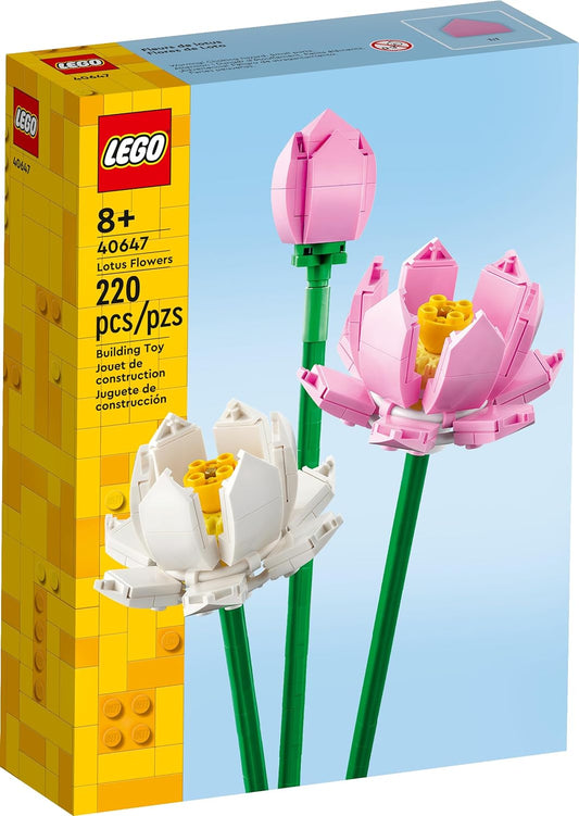 LEGO Lotus Flowers Building Kit, Artificial Flowers for Decoration, Gift Idea, Aesthetic Room Décor for Kids, Building Toy for Girls and Boys Ages 8 and Up, 40647