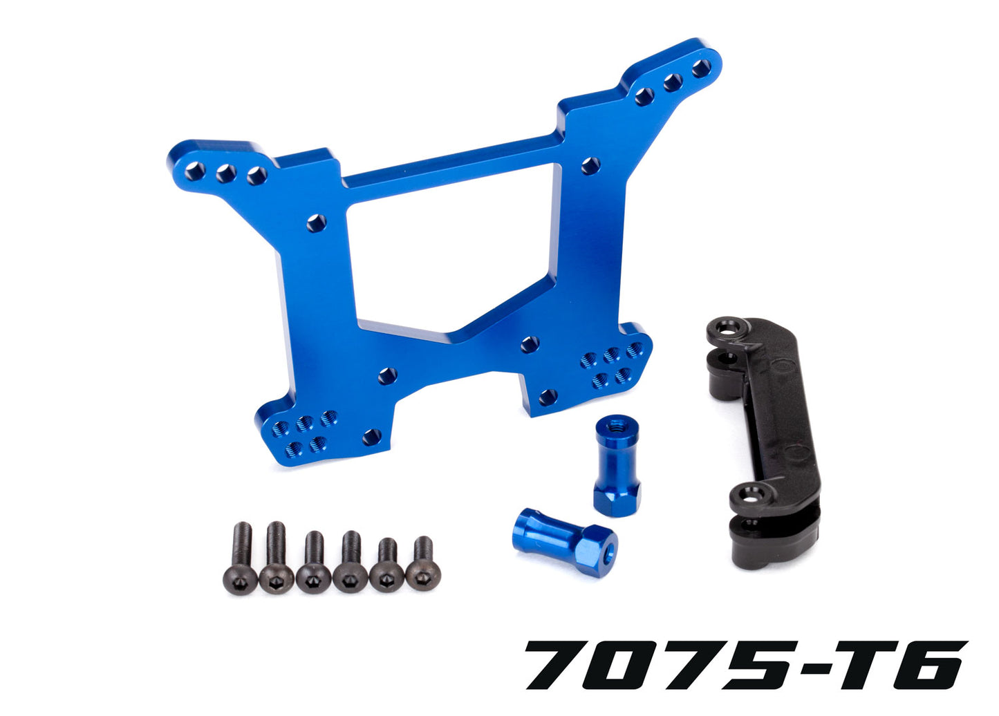 Shock tower rear 7075-T6 aluminum (blue-anodized) (1)/ body mount bracket (1)