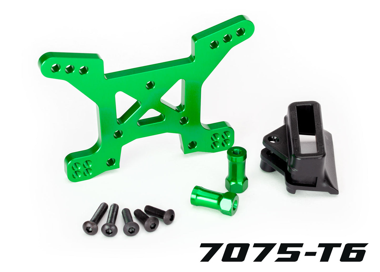 Shock tower front 7075-T6 aluminum (green-anodized) (1)/ body mount bracket (1)